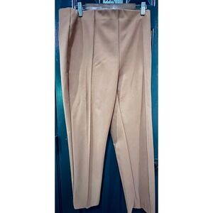 J&L Atelier Brown Pull On Dress Pants Front Seam Stretch Trousers CHU24245B L